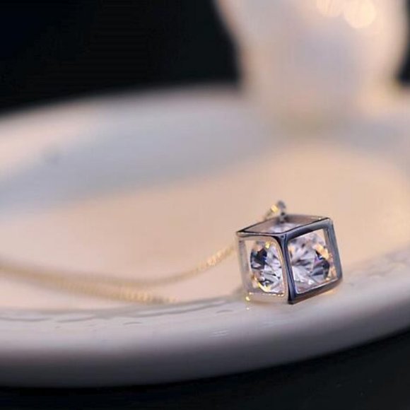 *NEW [Set of 3] 925 Sterling Silver Diamond Cube - Picture 6 of 12